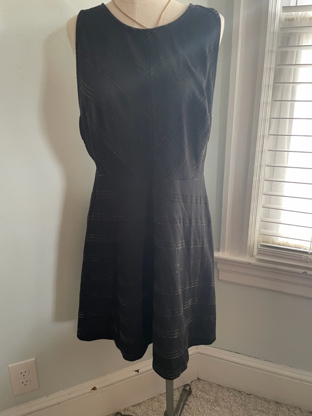 Free People Black Sleeveless Mini Chevron Stripe Dress